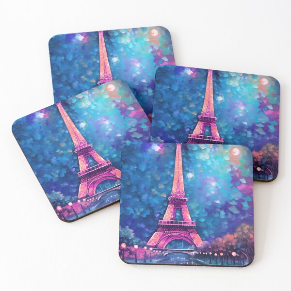 Item preview, The Eiffel Tower, Paris, Pinky-blue, AI Generated Art - France's Structural Masterpiece Known as 'The Symbol of Love' designed and sold by studioSharonKay.