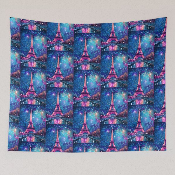 Item preview, The Eiffel Tower, Paris, Pinky-blue, AI Generated Art - France's Structural Masterpiece Known as 'The Symbol of Love' designed and sold by studioSharonKay.