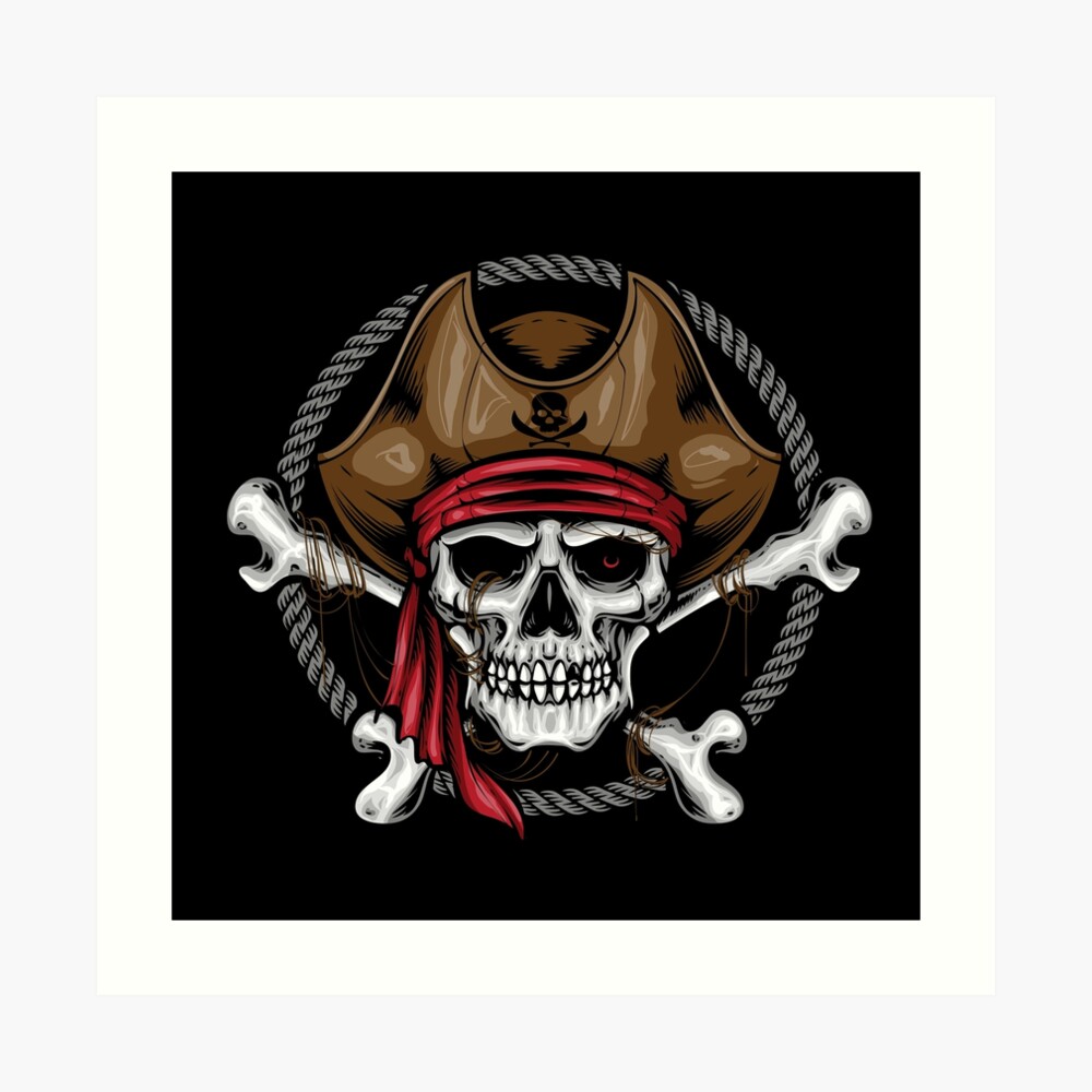 Pirate Skull and Cross Bones on Black Printed Ribbon 5/8 7/8 1.5