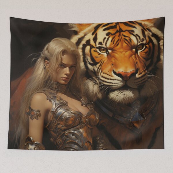 Item preview, Mythical Female Warrior and Dragon Art - Epic Duo designed and sold by TEEJAMBOREE.