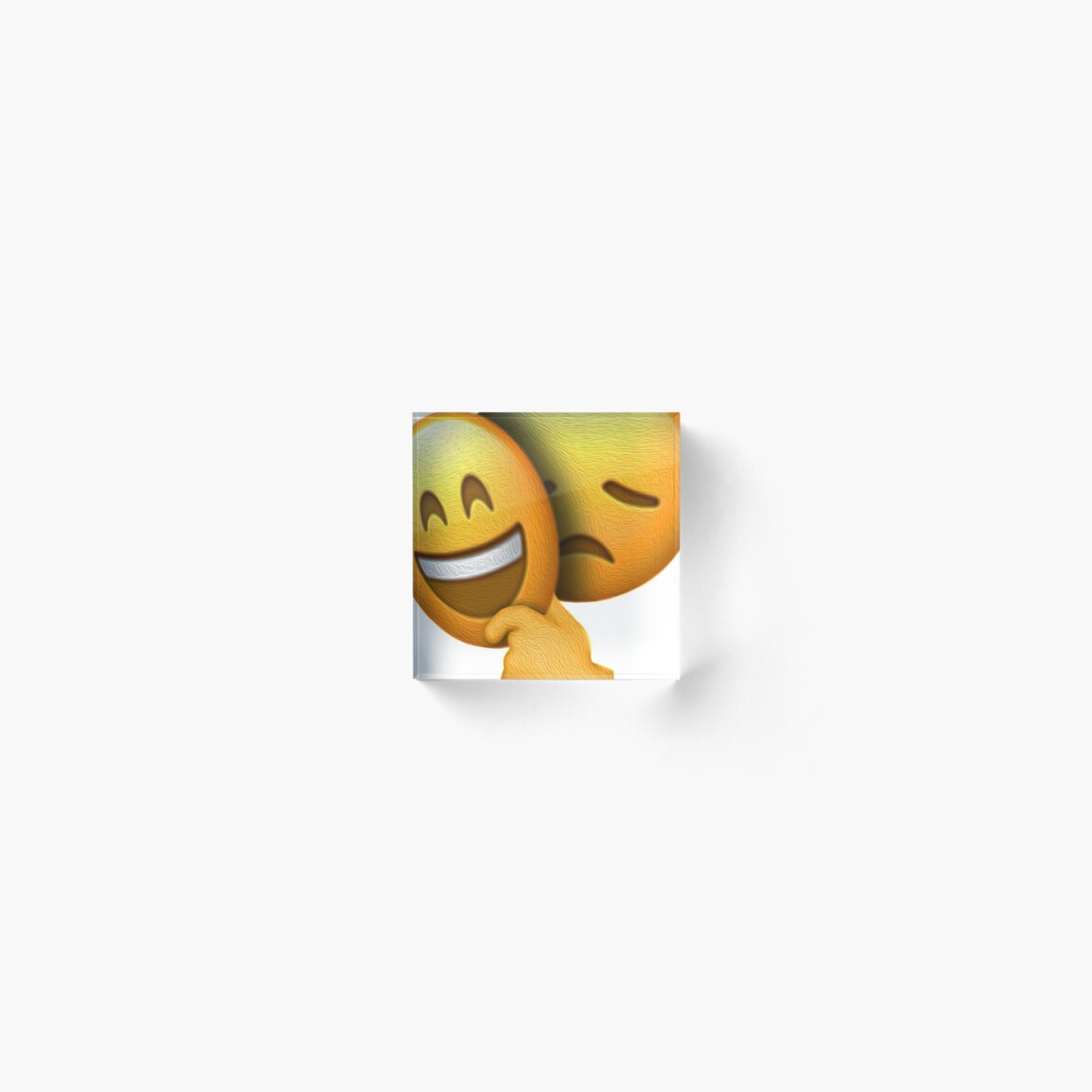 Emoji Sad Face Under Happy Mask Acrylic Block By Hyperdeath Redbubble