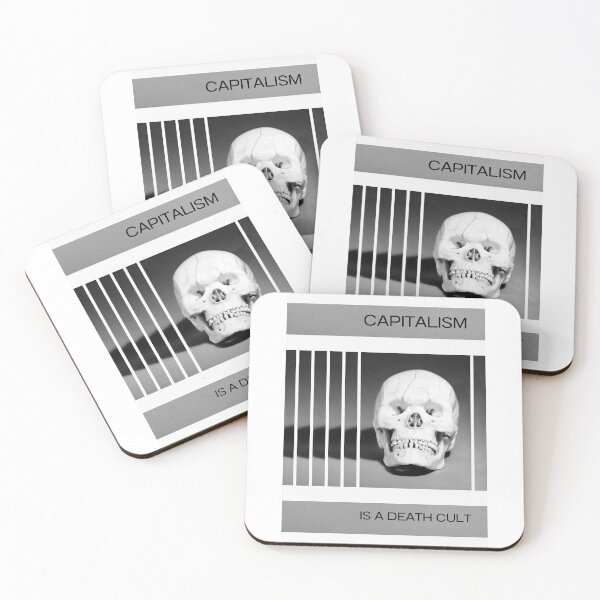 Item preview, Capitalism Is A Death Cult - Skull in Greyscale designed and sold by AnimaliaStar.