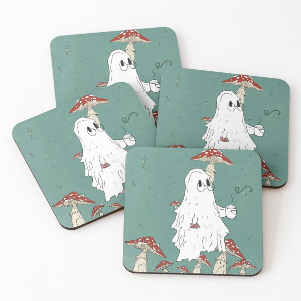 Item preview, Cozy reading ghost with mushrooms designed and sold by froggiendoggie.