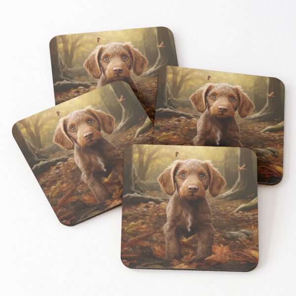 Item preview, Wirehaired Vizsla Puppy in Autumn designed and sold by ZenEverAI.