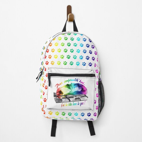 Item preview, Tricolor cat, head in the gas - graphite and rainbow colorized version 1, text in French designed and sold by SylvieG18.