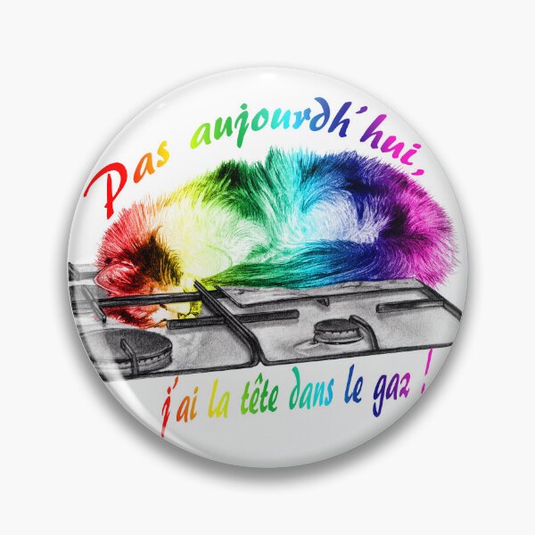 Item preview, Tricolor cat, head in the gas - graphite and rainbow colorized version 1, text in French designed and sold by SylvieG18.