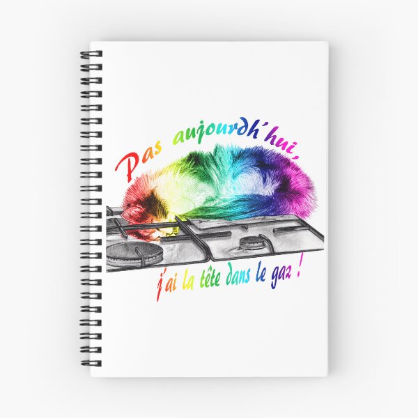 Item preview, Tricolor cat, head in the gas - graphite and rainbow colorized version 1, text in French designed and sold by SylvieG18.