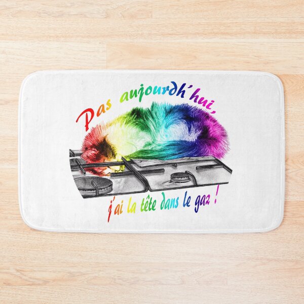 Item preview, Tricolor cat, head in the gas - graphite and rainbow colorized version 1, text in French designed and sold by SylvieG18.