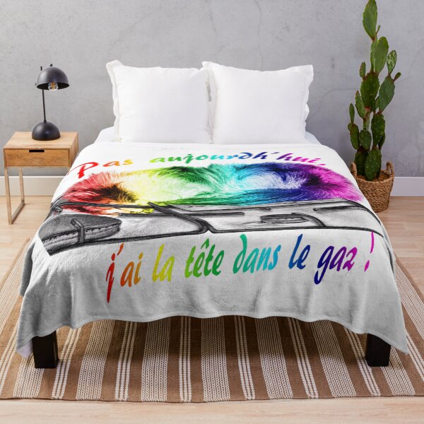Item preview, Tricolor cat, head in the gas - graphite and rainbow colorized version 1, text in French designed and sold by SylvieG18.
