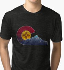 New Mexico To Colorado Transplant Flag Inspired Tri-blend T-Shirt