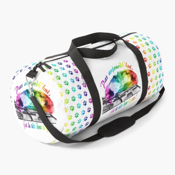 Item preview, Tricolor cat, head in the gas - graphite and rainbow colorized version 2, text in French designed and sold by SylvieG18.