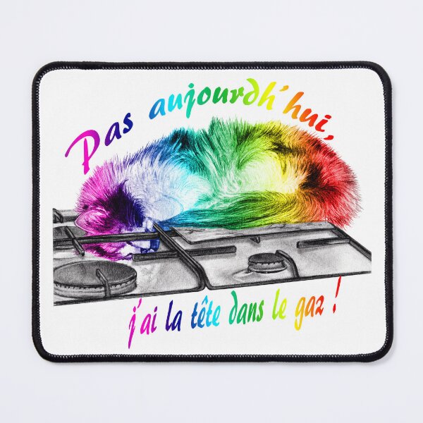 Item preview, Tricolor cat, head in the gas - graphite and rainbow colorized version 2, text in French designed and sold by SylvieG18.