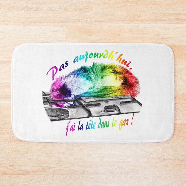 Item preview, Tricolor cat, head in the gas - graphite and rainbow colorized version 2, text in French designed and sold by SylvieG18.