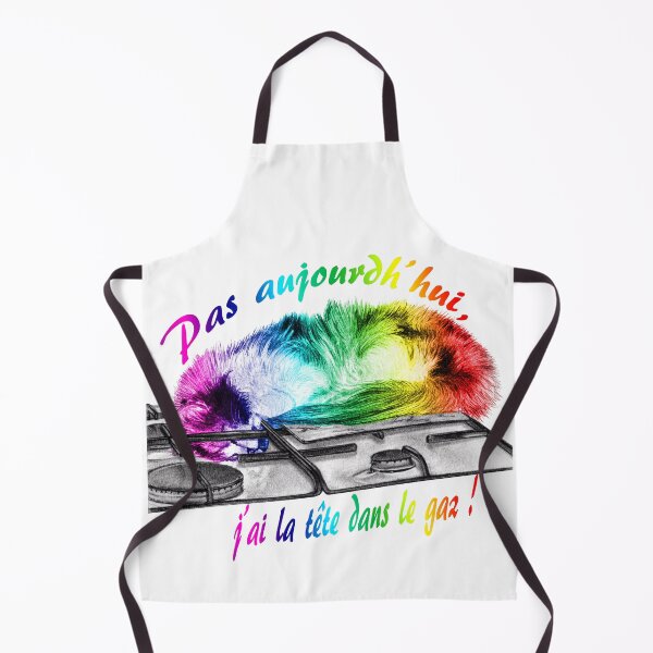 Item preview, Tricolor cat, head in the gas - graphite and rainbow colorized version 2, text in French designed and sold by SylvieG18.
