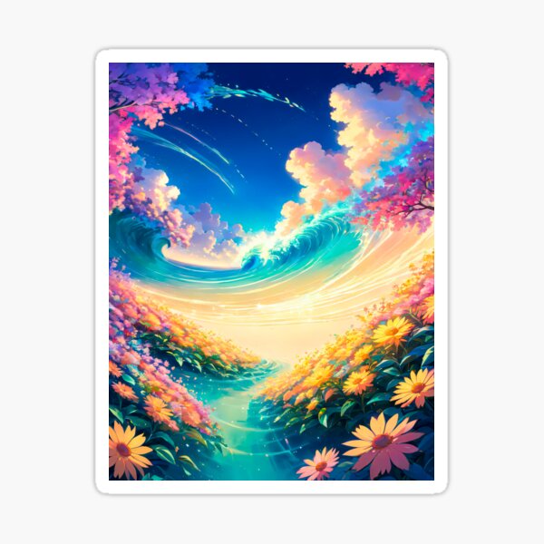 Anime Digital Art Nature Landscape Sticker