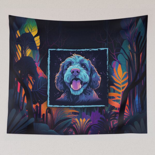Item preview, Bernedoodle Dog Neon | blue tone | CUSTOM products | Neon Dog  designed and sold by MemeorableMerch.