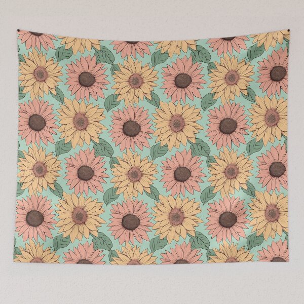 Item preview, Pastel Pink & Green Sunflower Pattern #2 designed and sold by ARTficiallyAnon.