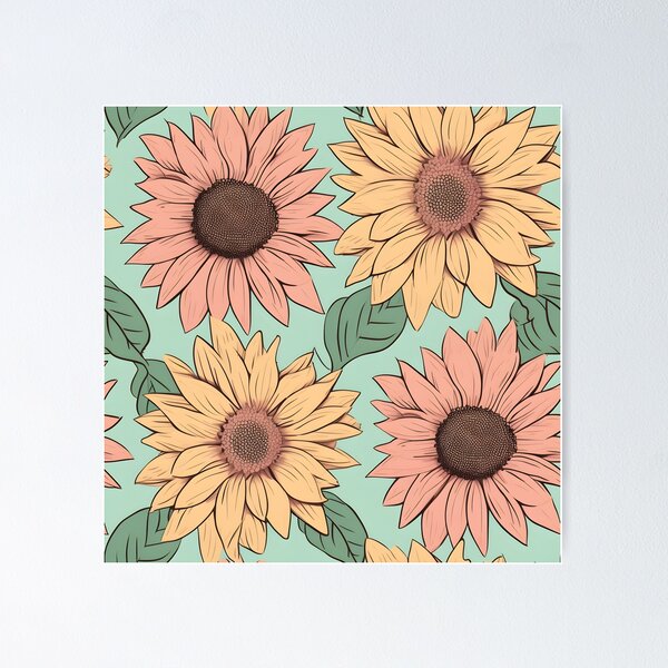 Item preview, Pastel Pink & Green Sunflower Pattern #2 designed and sold by ARTficiallyAnon.