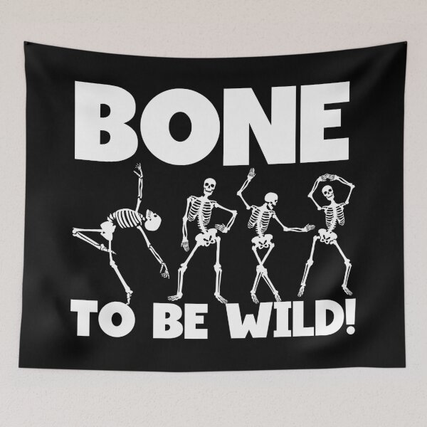 Item preview, Bone to be wild - silly Halloween dancing skeletons designed and sold by EvergreenWhimsy.