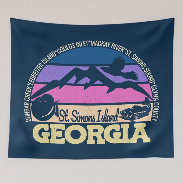 Item preview, St. Simons Island Georgia Sunset Retro Vintage Local Pride Logo designed and sold by CRHPOD20.