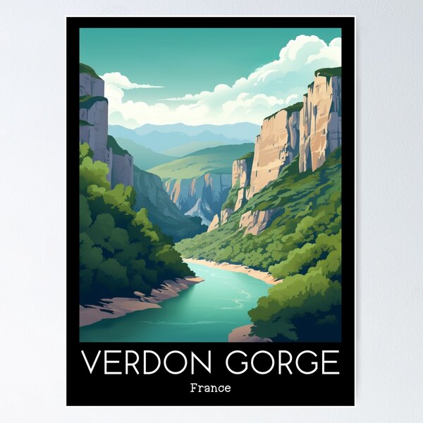 Item preview, A Vintage Travel Illustration of the Verdon Gorge - France designed and sold by GoodOldVintage.