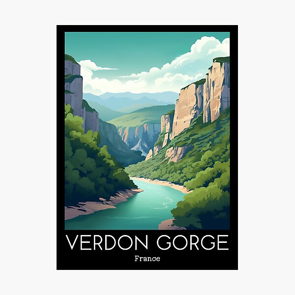 Item preview, A Vintage Travel Illustration of the Verdon Gorge - France designed and sold by GoodOldVintage.