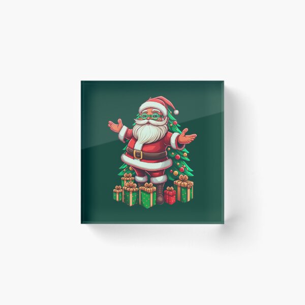 Item preview, Caricature style of a Santa standing in front of a Christmas tree designed and sold by TempusVT.