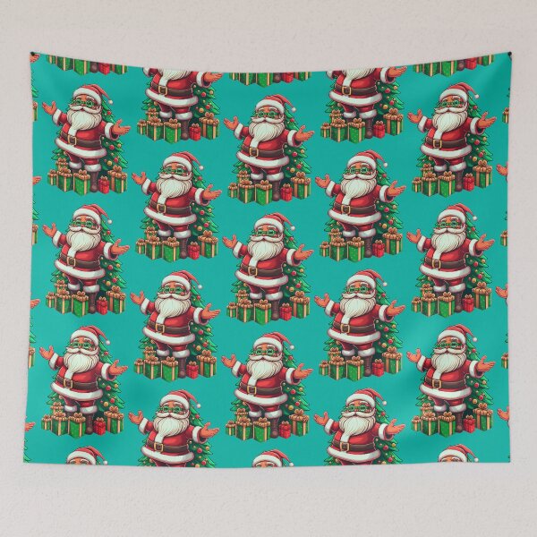 Item preview, Caricature style of a Santa standing in front of a Christmas tree designed and sold by TempusVT.