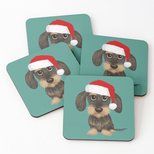 Item preview, Wirehaired Dachshund Santa Cute Christmas Teckel Dog designed and sold by Jenn Inashvili.