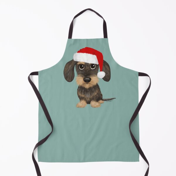 Aperçu de l'œuvre Teckel à poil dur Père Noël Chien Teckel de Noël mignon créée et vendue par Jenn Inashvili.
