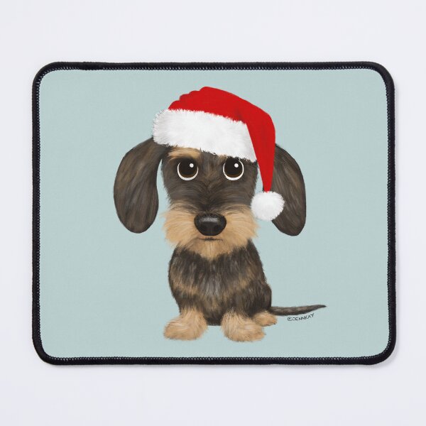 Item preview, Wirehaired Dachshund Santa Cute Christmas Teckel Dog designed and sold by Jenn Inashvili.