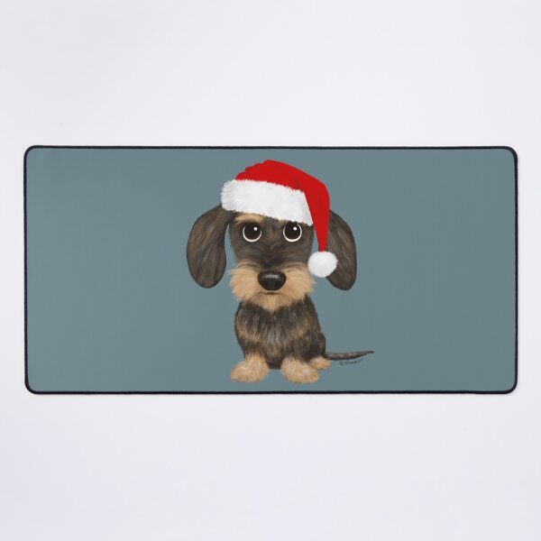 Item preview, Wirehaired Dachshund Santa Cute Christmas Teckel Dog designed and sold by Jenn Inashvili.