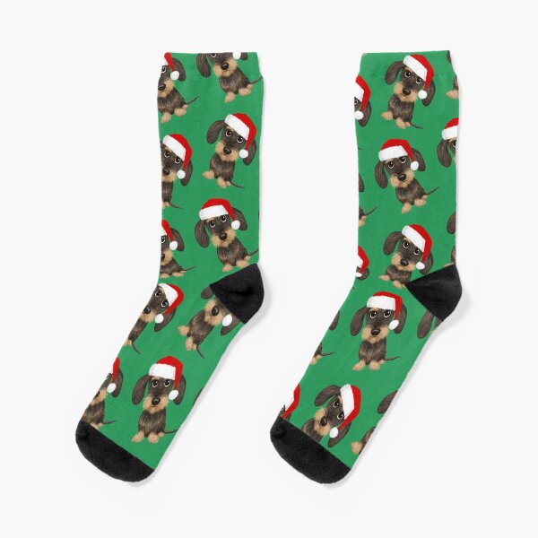 Item preview, Wirehaired Dachshund Santa Cute Christmas Teckel Dog designed and sold by Jenn Inashvili.