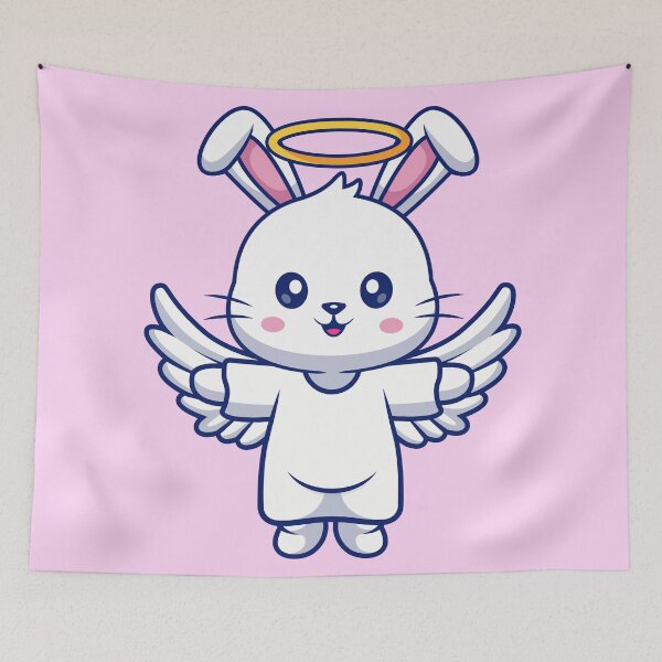 Item preview, Angelic Ascent: Cute Rabbit Soars on Holiday Wings" designed and sold by hjian8219.