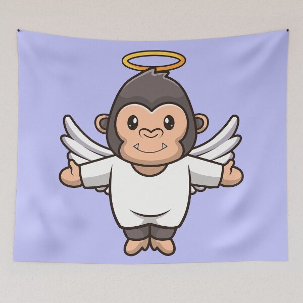 Item preview, Ape in the Sky: Cute Gorilla Angel Takes Flight designed and sold by hjian8219.