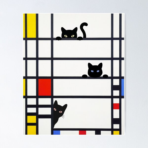Item preview, Mondrian Cats Trafalgar Square Cute Colorful Abstract Art with Cats designed and sold by Brasilia.