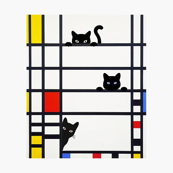 Item preview, Mondrian Cats Trafalgar Square Cute Colorful Abstract Art with Cats designed and sold by Brasilia.