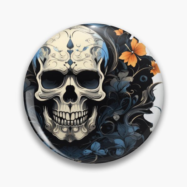 Item preview, White floating skull blue flowers no background designed and sold by DigitlEmporium.
