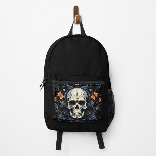 Item preview, White floating skull blue flowers no background designed and sold by DigitlEmporium.