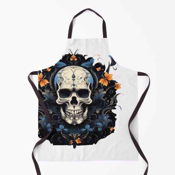 Item preview, White floating skull blue flowers no background designed and sold by DigitlEmporium.
