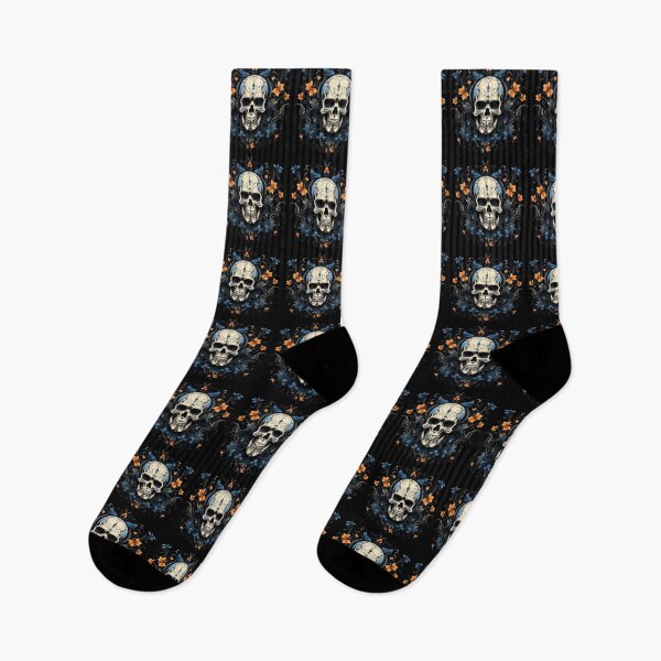 Item preview, White floating skull blue flowers no background designed and sold by DigitlEmporium.