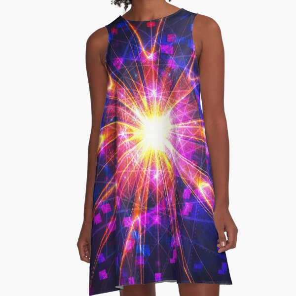  Crystal Disco Star [Flower of Life Pattern] [Star of David] | Fractal Art by Douglas James A-Line Dress
