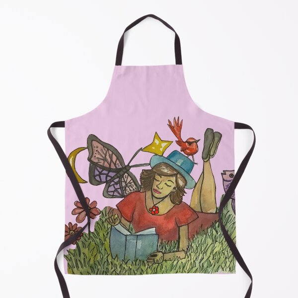 Item preview, Girl reading imagination in watercolor and ink designed and sold by altairaleon.