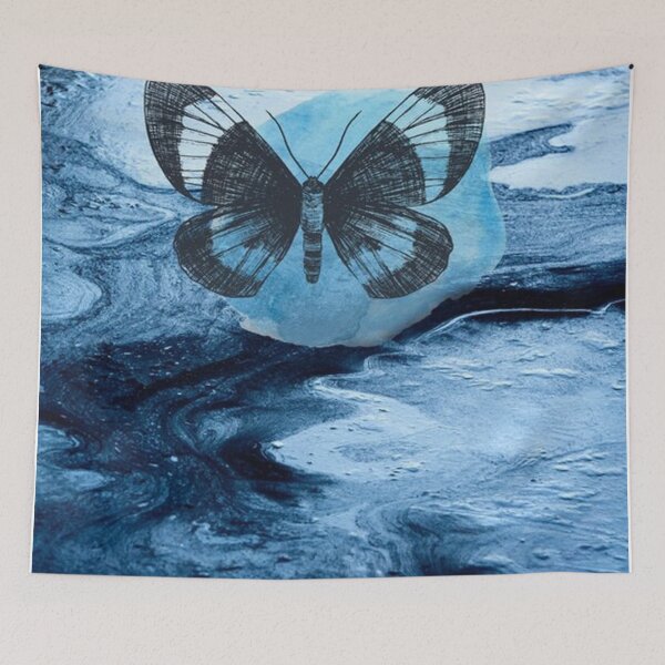 Item preview, Blue butterfly in moonlight nature fantasy designed and sold by garyhoopess.