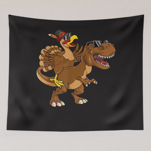 Item preview, Funny Turkey Riding Dinosaur T Rex Girl Boy Kid Thanksgiving designed and sold by William Parker.