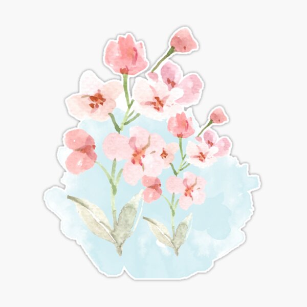 Flower Stickers- Stickers- Floral stickers- Watercolor stickers- Pink  Flowers- Sticker pack Sticker for Sale by brushespopcorn