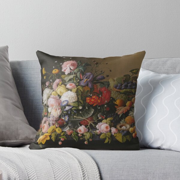 Aperçu de l'œuvre Severin Roesen Nature morte, imprimé fleurs et fruits créée et vendue par Vicky Brago-Mitchell®.