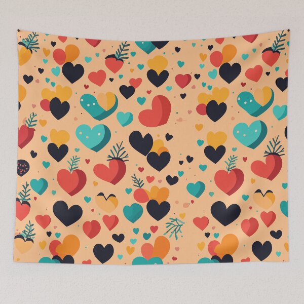 Item preview, Multi-colored Hearts Pattern designed and sold by tinytwist.