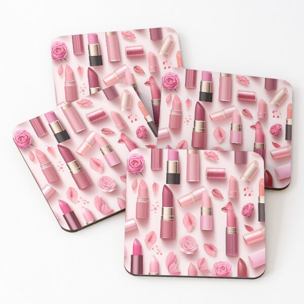 Item preview, Collection of Pink Lipstick and Cosmetics as Isolated Objects on a White Background designed and sold by AlienSkinEyes.