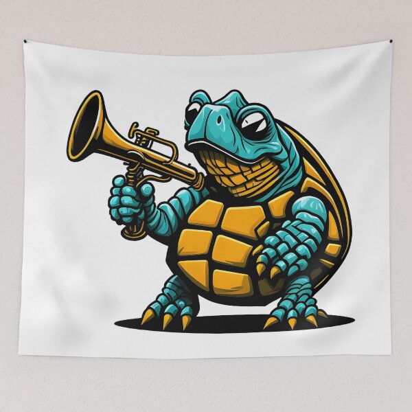 Item preview, Turtle Playing the Trumpet as the Trumpeter of the Turtle Band designed and sold by ratchawoot.